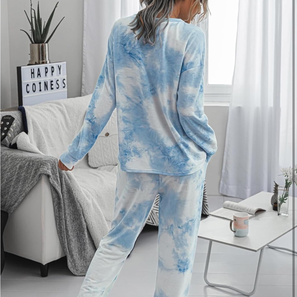 Women’s  Blue Tie-Dye Pajama Set - Picture 2 of 6